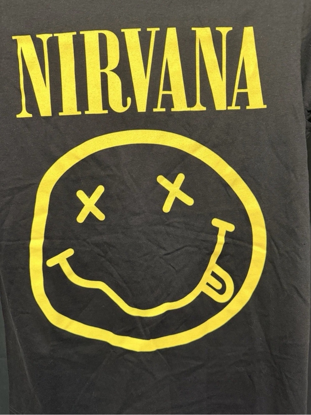 NIRVANA Black Tee with Yellow Smiley Logo